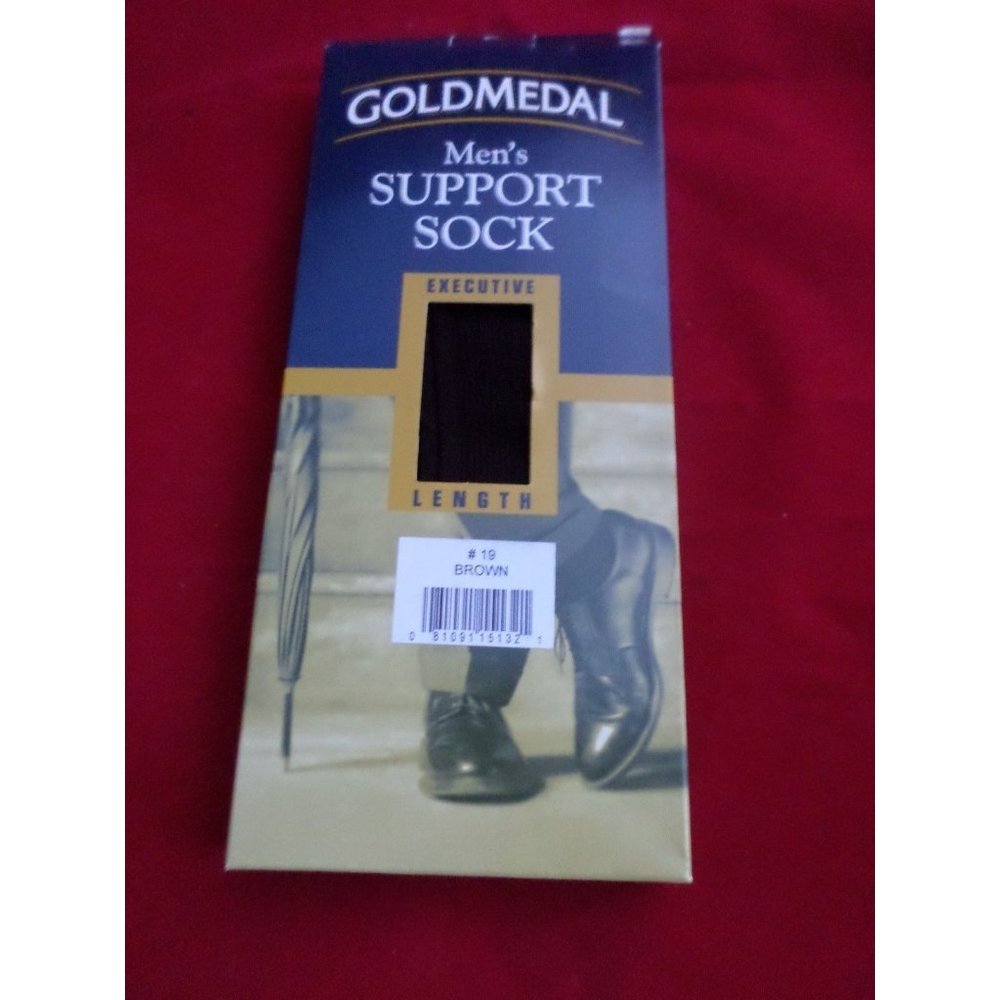 1 Pair Large Gold Medal Over the Calf Mens Dress Support Socks Made in USA Brown